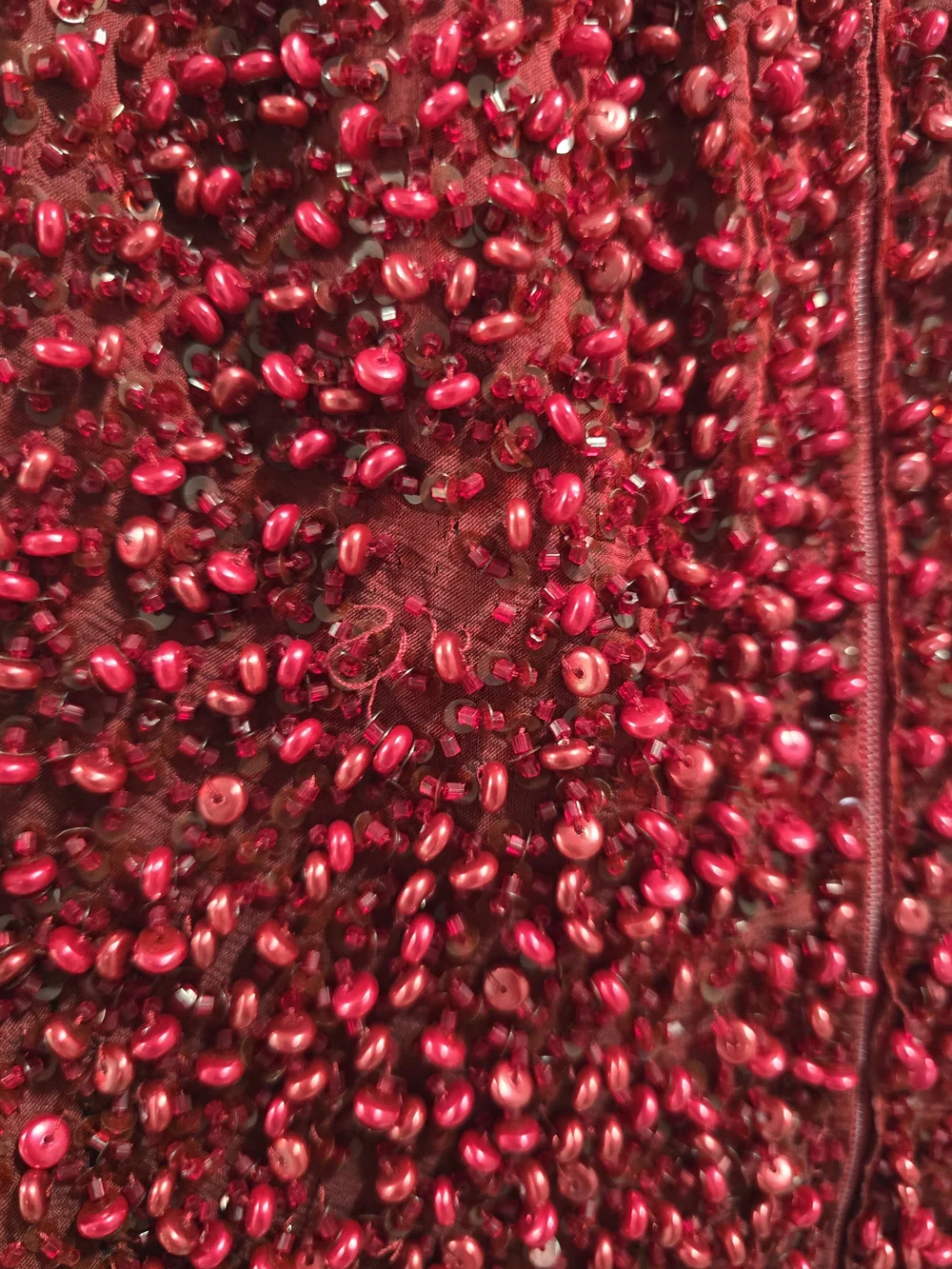 Carmen Marc Valvo Red Sequin Embellished Top - Picture 3 of 5